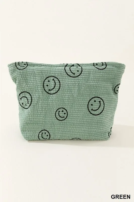 Corduroy Smile Cosmetic Makeup Clutch Bag