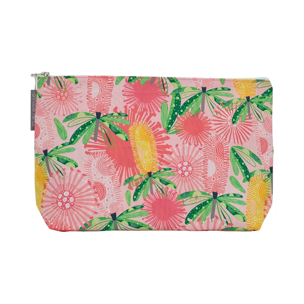 Cosmetic Bag - Cotton - Large - Pink Banksia