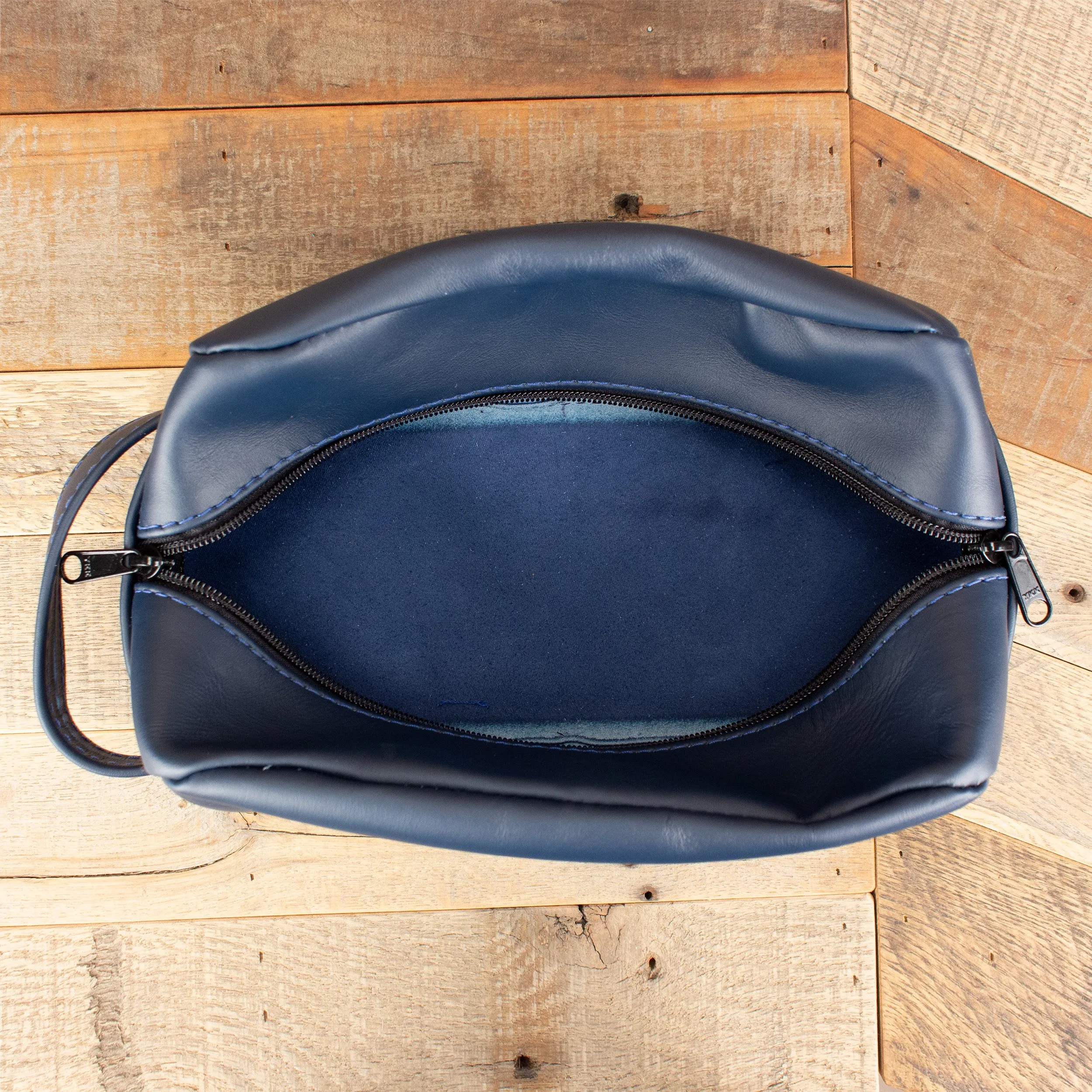 Cowhide Navy Cosmetic Bag