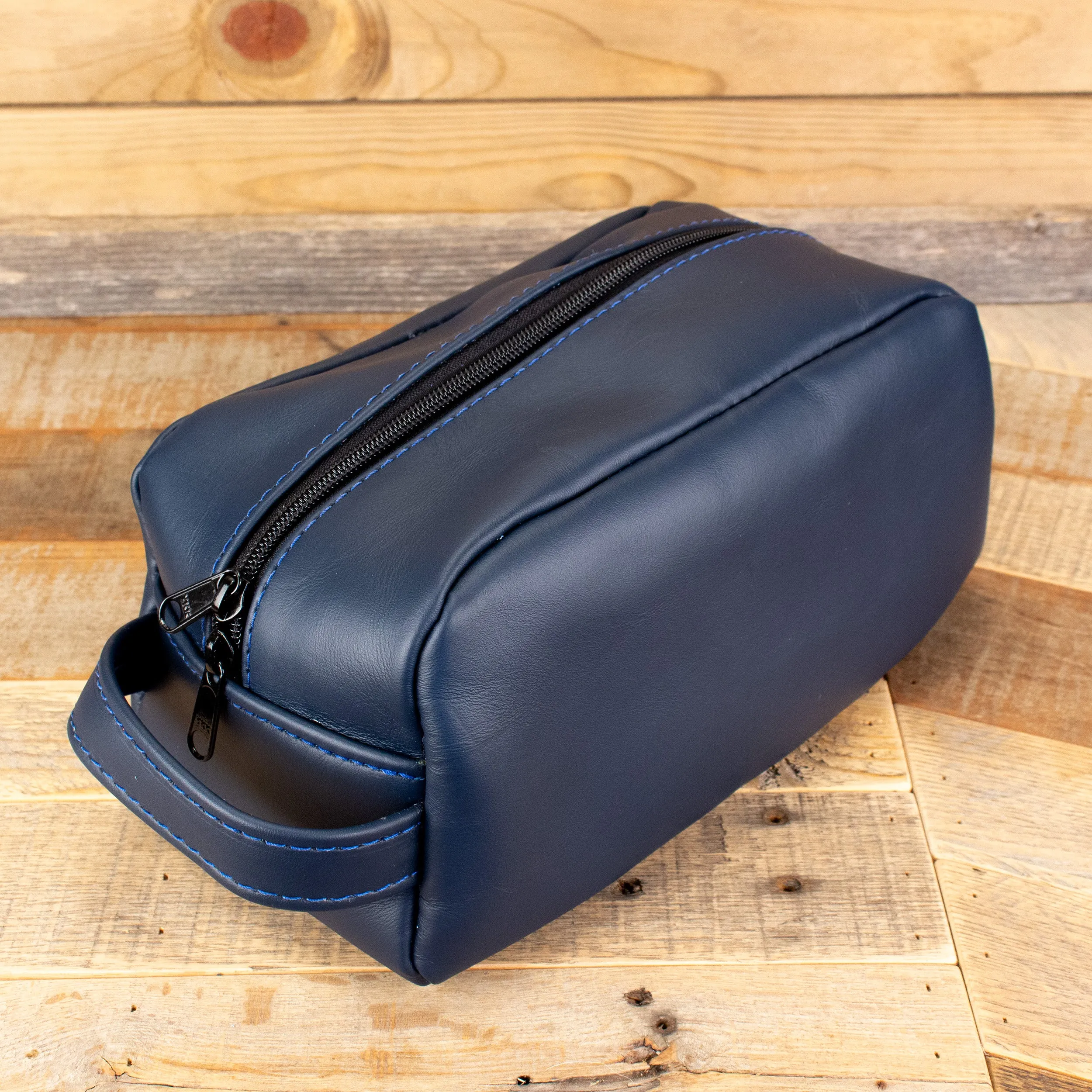 Cowhide Navy Cosmetic Bag