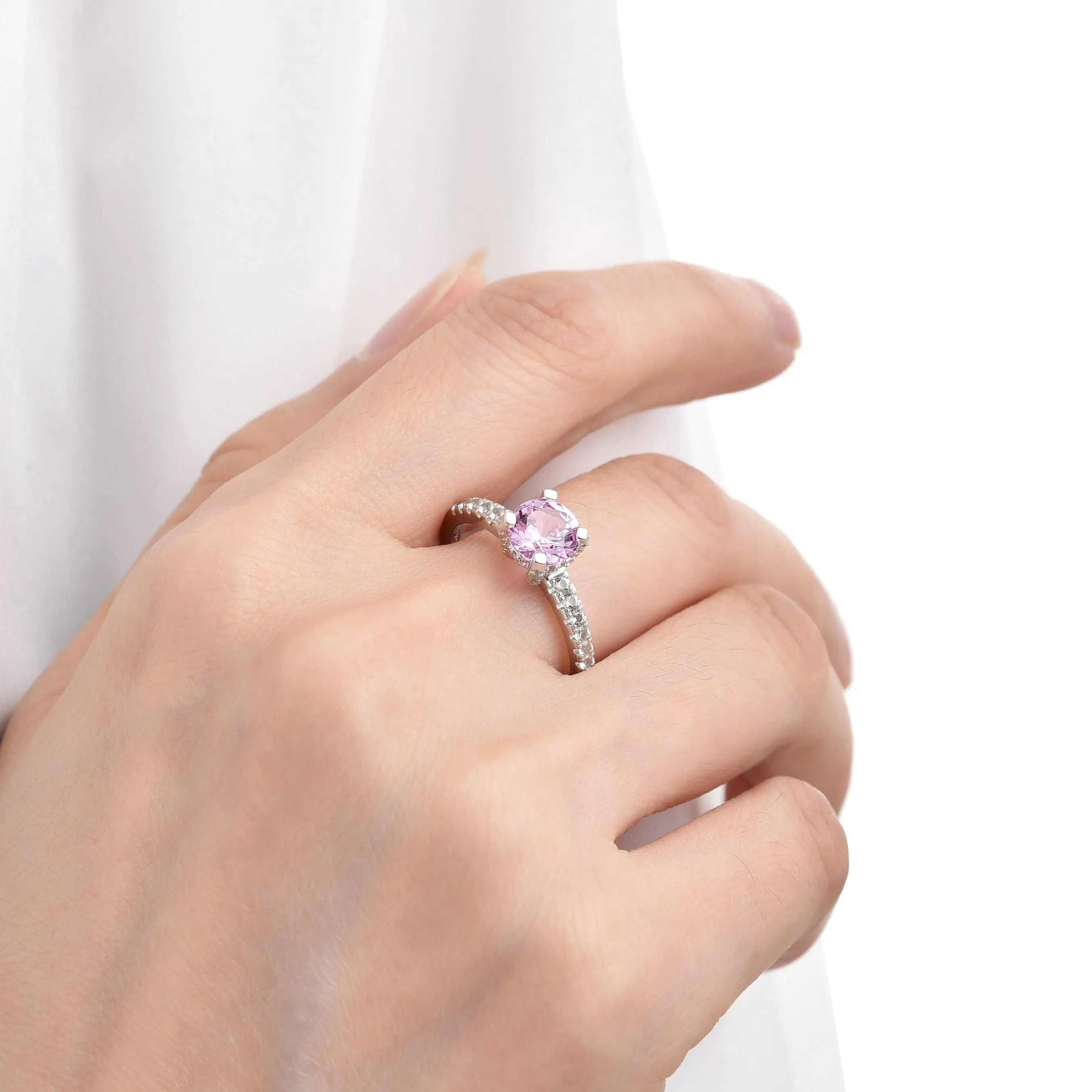 Created Pink Sapphire Ring