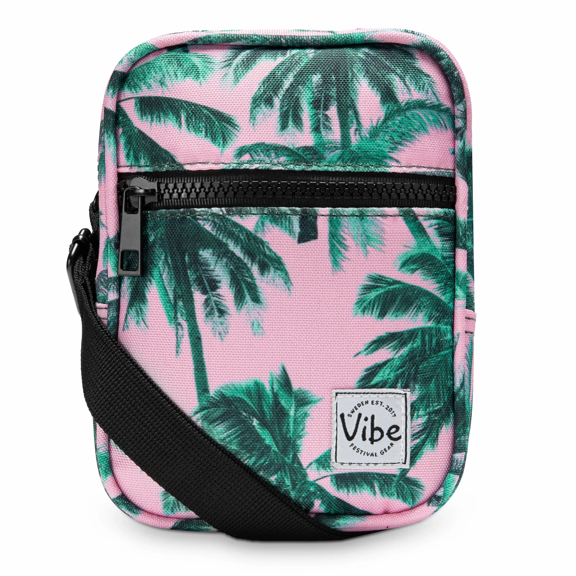 Crossbody Bag Pink Palm Leaves