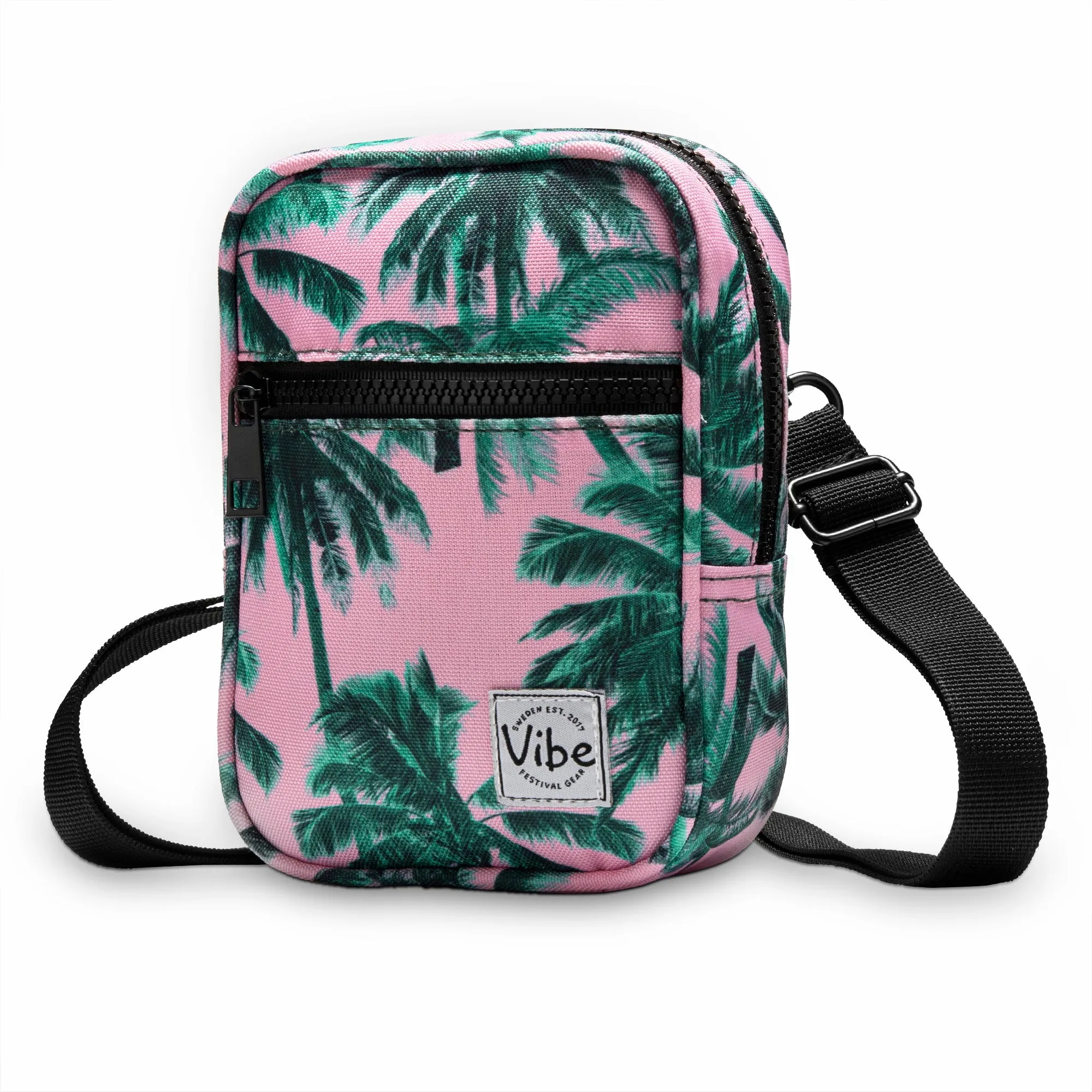 Crossbody Bag Pink Palm Leaves