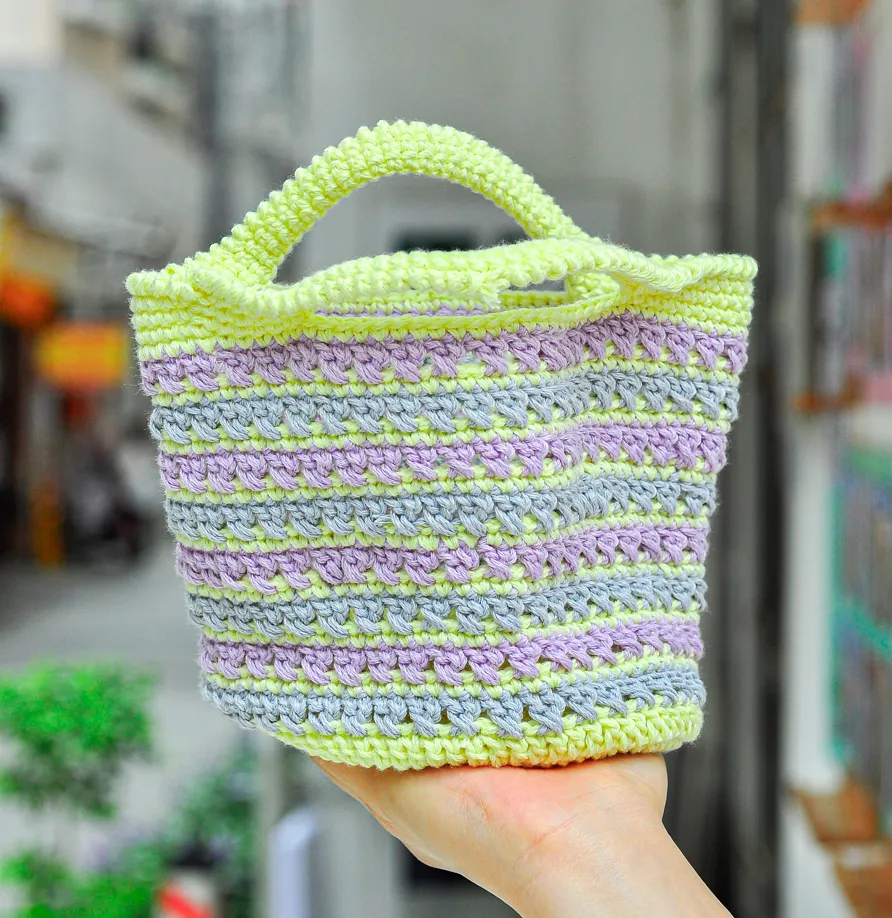 Crossed Long Double Crochet Bag Stitch Tutorial