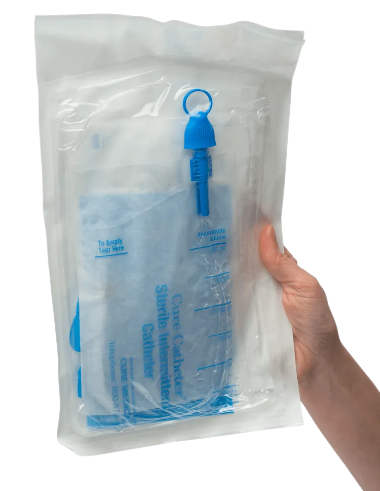 Cure Closed System Kit Straight Tip Intermittent Urinary Catheter with 1500 mL