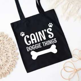 Custom Doggie Things Tote Bag, Personalized Dog Tote Bag