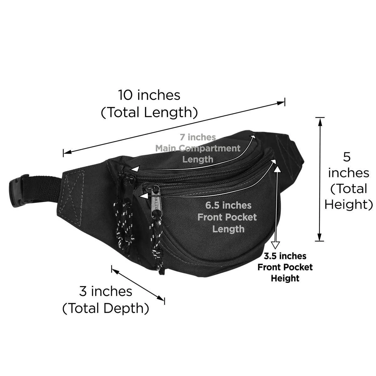 Dalix Small Fanny Pack Waist Pouch Travel Belt (24"-31")