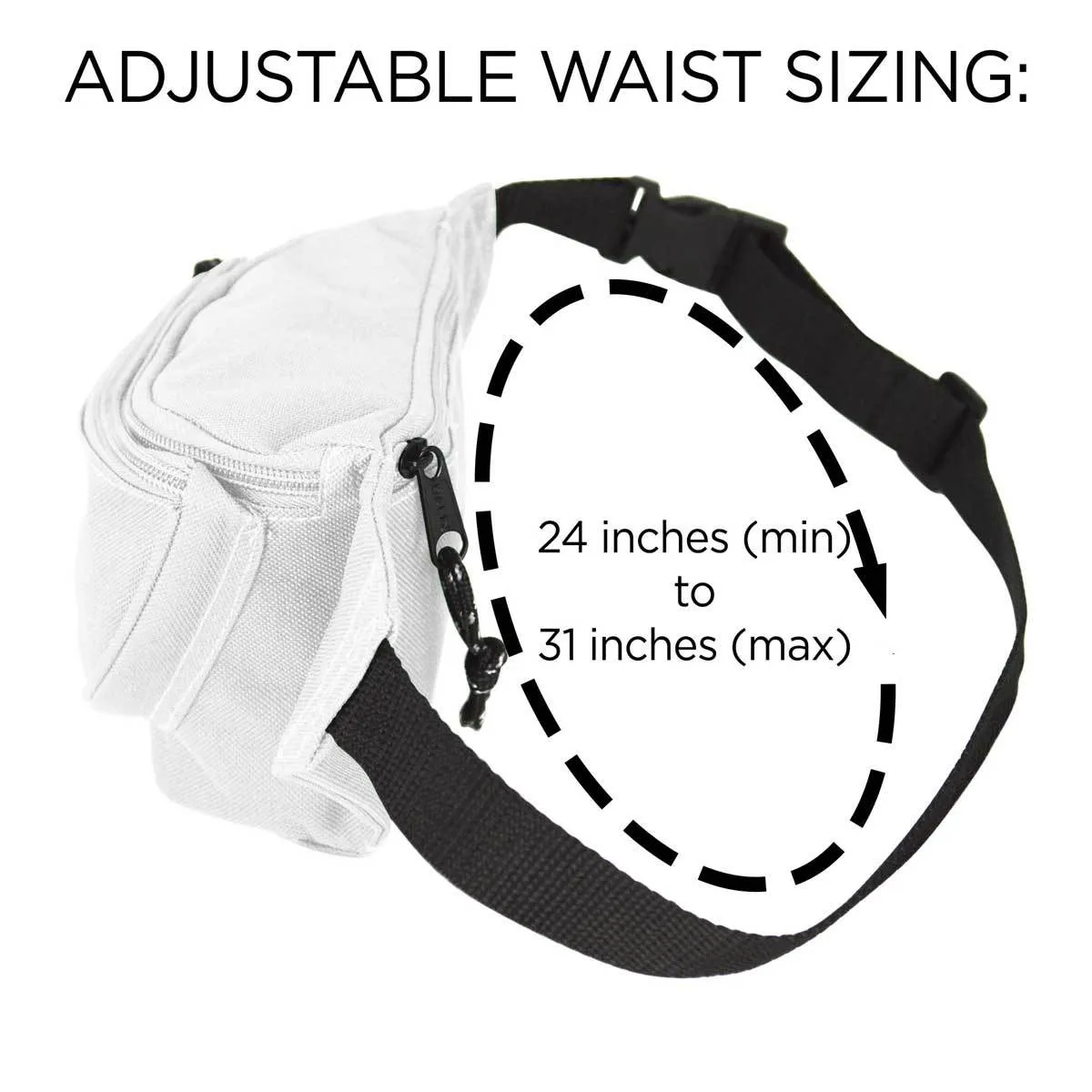 Dalix Small Fanny Pack Waist Pouch Travel Belt (24"-31")