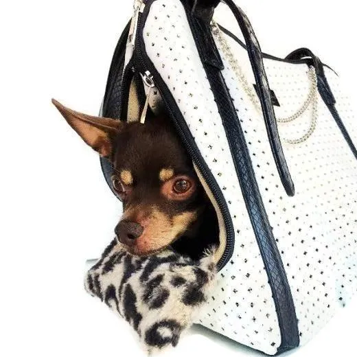 Diamond Cut Dog Carrier White