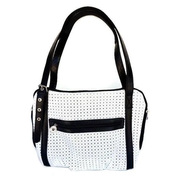 Diamond Cut Dog Carrier White