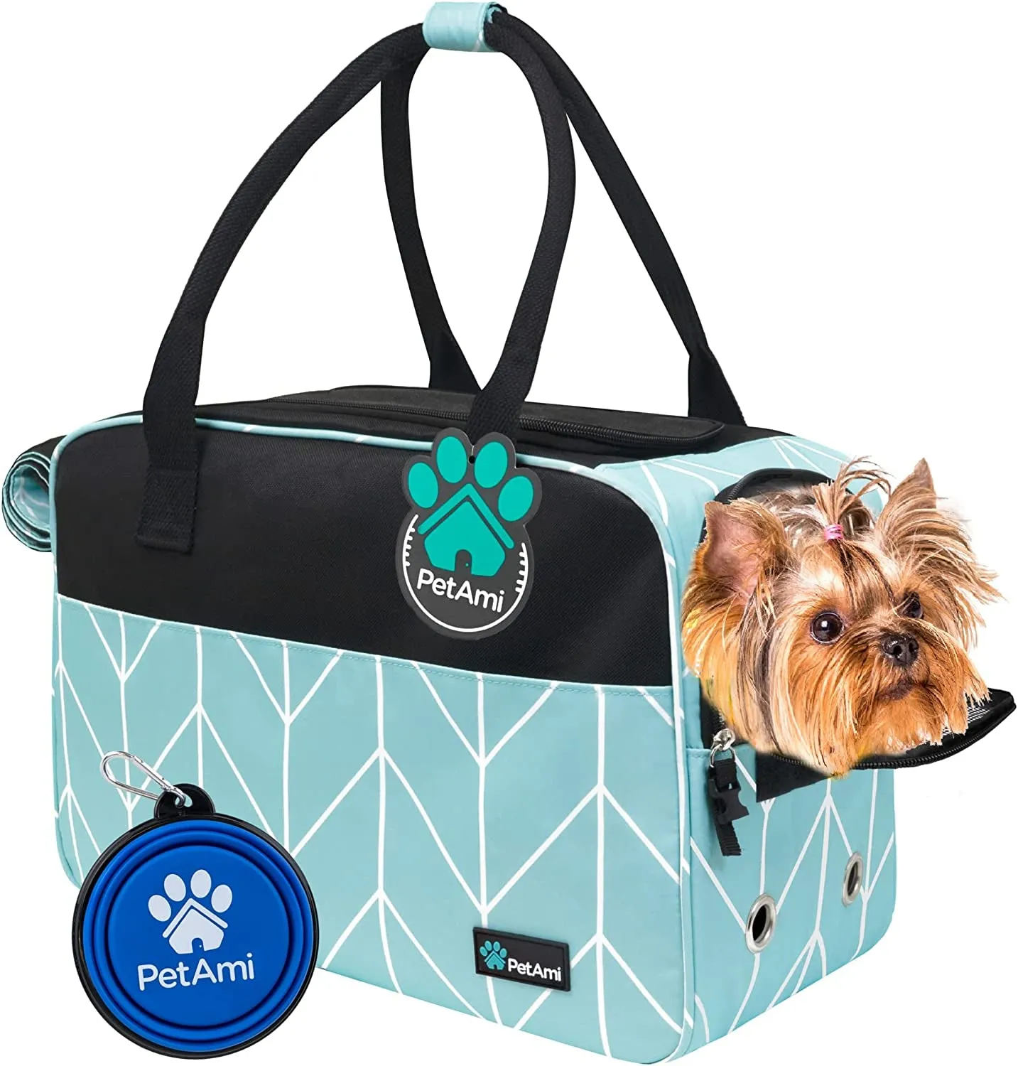 Dog Purse Carrier for Small Dogs, Airline Approved Soft Sided Pet Carrier with Pockets, Ventilated Dog Carrying Bag Puppy Cat, Dog Travel Supplies Accessories Carry Tote Bag, Sherpa Bed, Purple