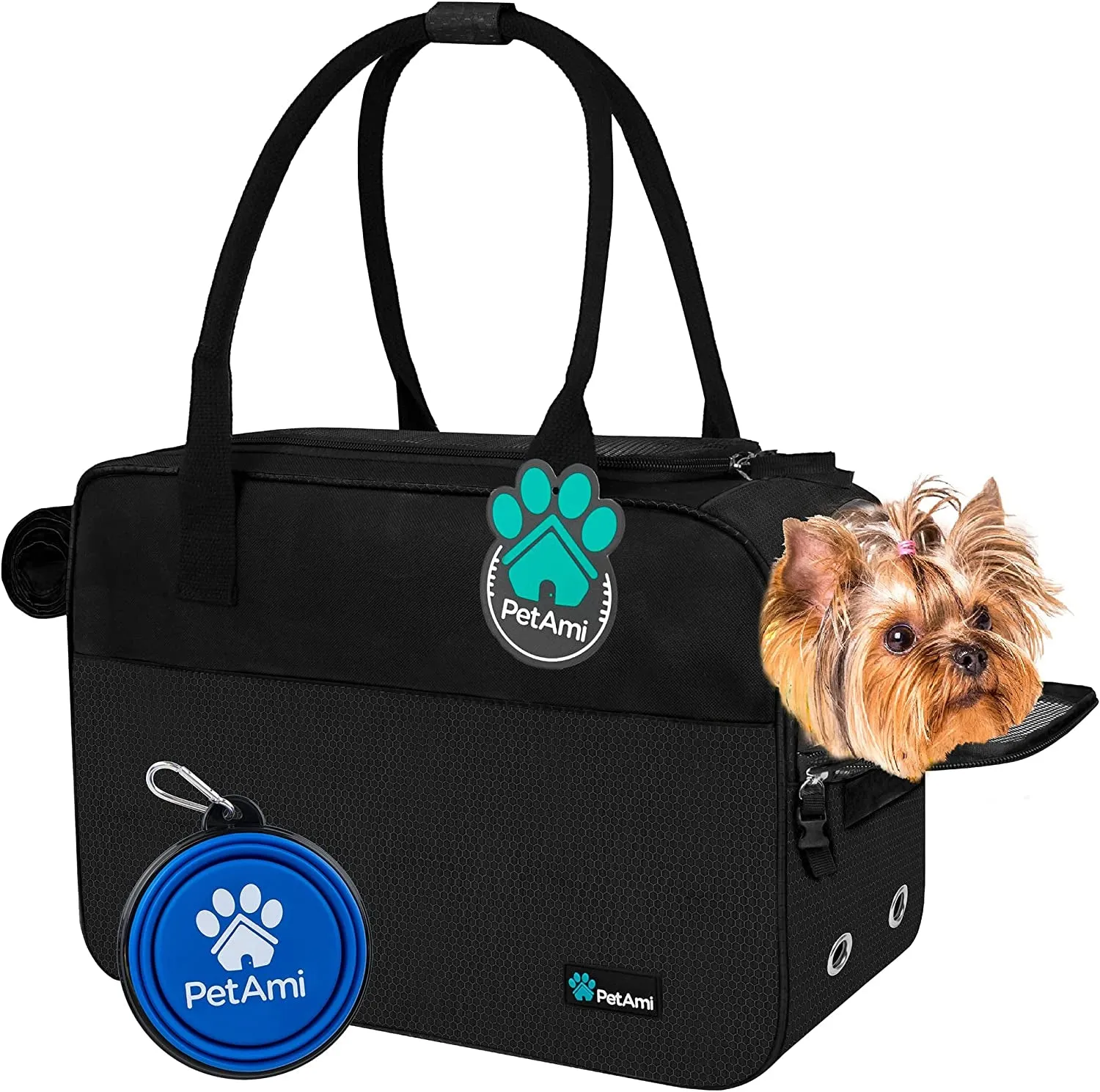 Dog Purse Carrier for Small Dogs, Airline Approved Soft Sided Pet Carrier with Pockets, Ventilated Dog Carrying Bag Puppy Cat, Dog Travel Supplies Accessories Carry Tote Bag, Sherpa Bed, Purple