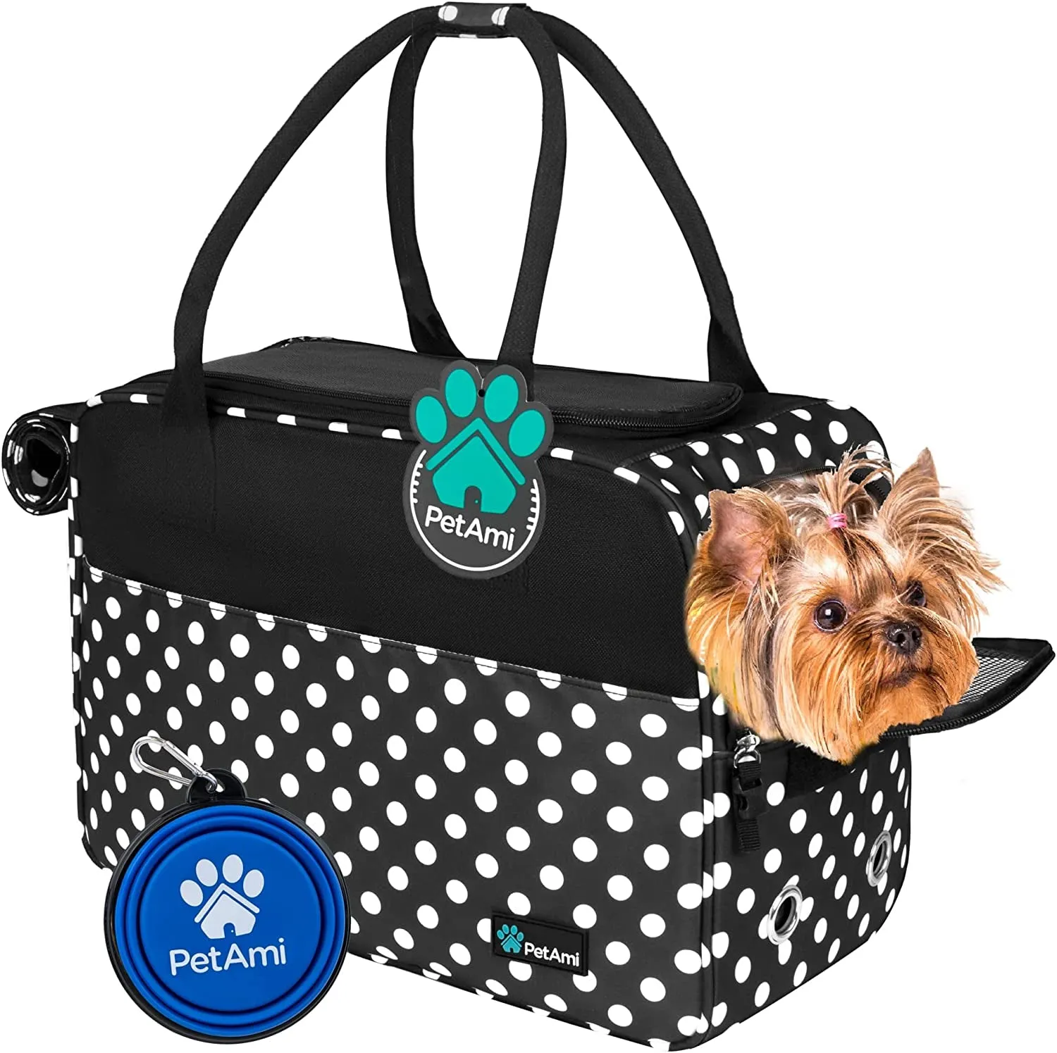 Dog Purse Carrier for Small Dogs, Airline Approved Soft Sided Pet Carrier with Pockets, Ventilated Dog Carrying Bag Puppy Cat, Dog Travel Supplies Accessories Carry Tote Bag, Sherpa Bed, Purple