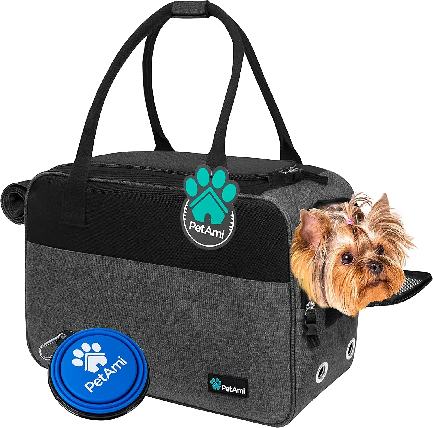 Dog Purse Carrier for Small Dogs, Airline Approved Soft Sided Pet Carrier with Pockets, Ventilated Dog Carrying Bag Puppy Cat, Dog Travel Supplies Accessories Carry Tote Bag, Sherpa Bed, Purple