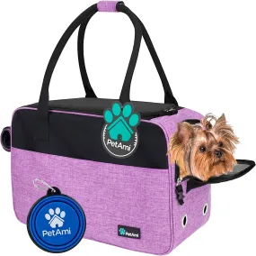 Dog Purse Carrier for Small Dogs, Airline Approved Soft Sided Pet Carrier with Pockets, Ventilated Dog Carrying Bag Puppy Cat, Dog Travel Supplies Accessories Carry Tote Bag, Sherpa Bed, Purple