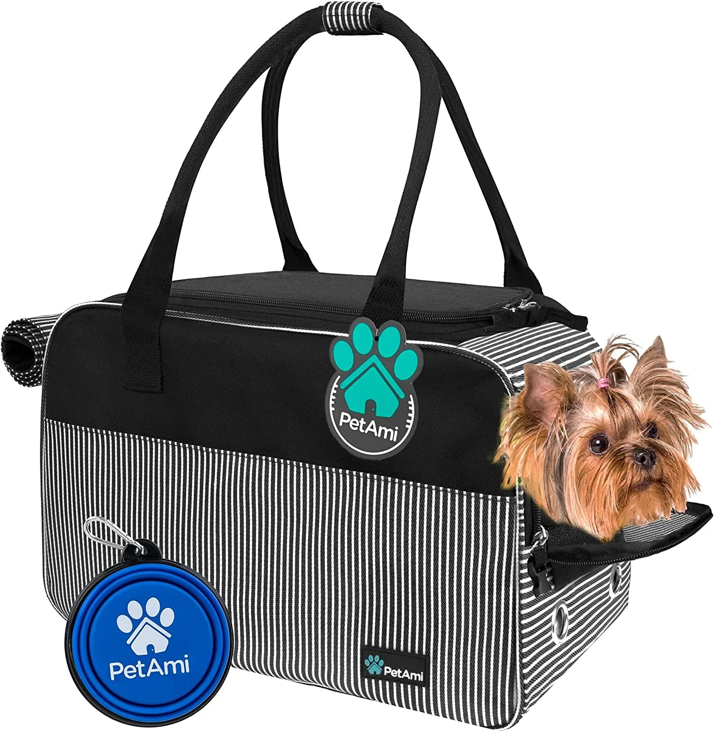 Dog Purse Carrier for Small Dogs, Airline Approved Soft Sided Pet Carrier with Pockets, Ventilated Dog Carrying Bag Puppy Cat, Dog Travel Supplies Accessories Carry Tote Bag, Sherpa Bed, Purple