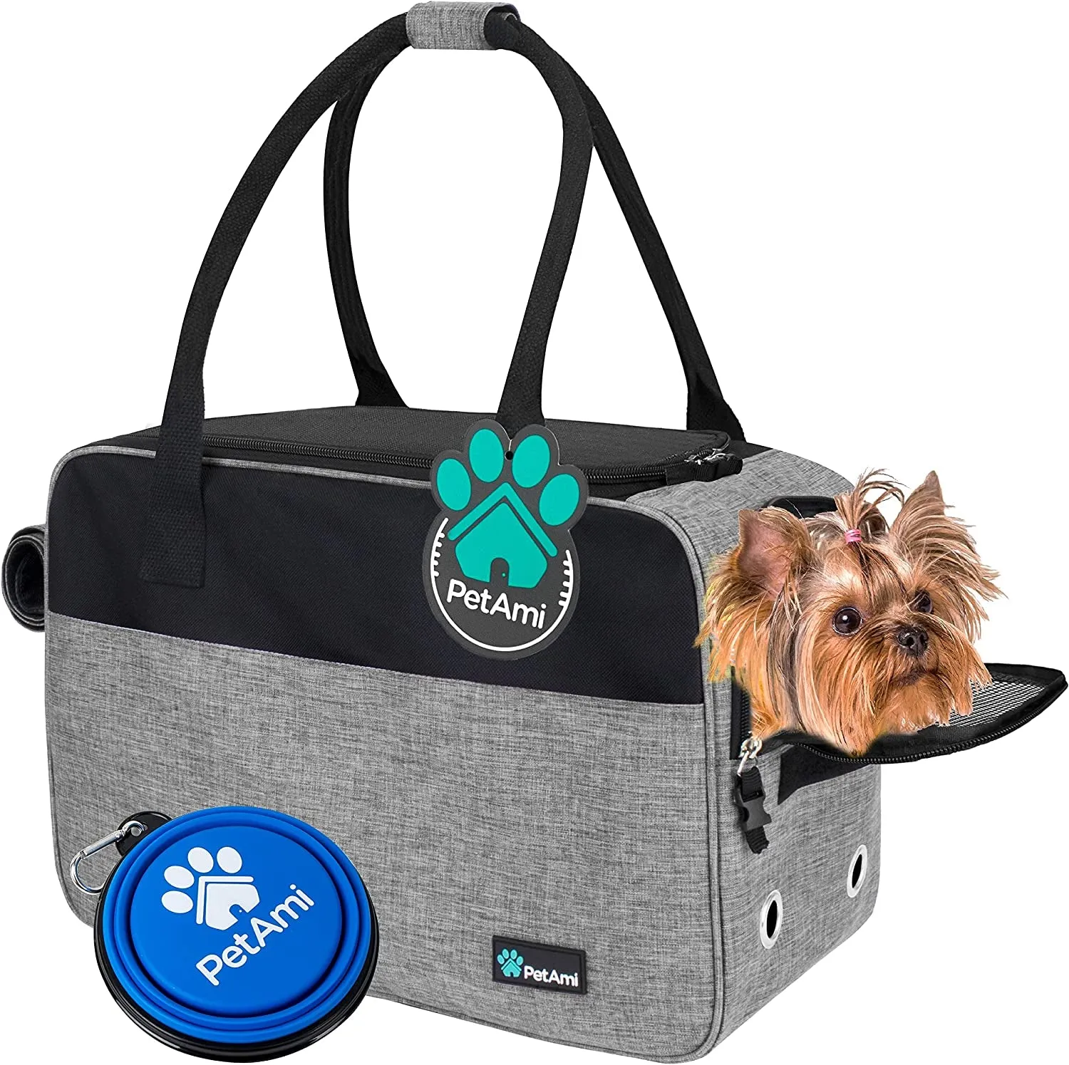 Dog Purse Carrier for Small Dogs, Airline Approved Soft Sided Pet Carrier with Pockets, Ventilated Dog Carrying Bag Puppy Cat, Dog Travel Supplies Accessories Carry Tote Bag, Sherpa Bed, Purple