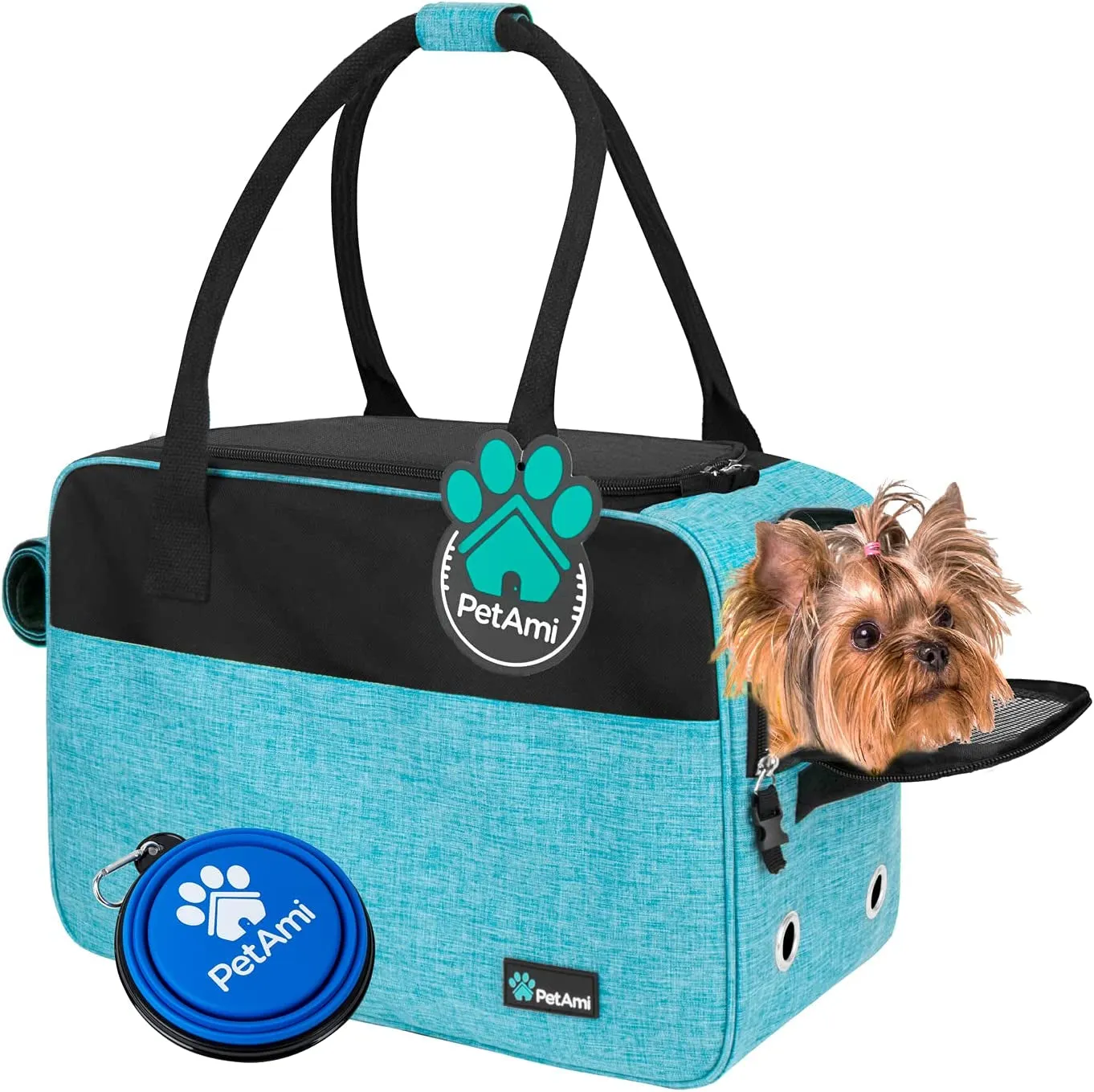 Dog Purse Carrier for Small Dogs, Airline Approved Soft Sided Pet Carrier with Pockets, Ventilated Dog Carrying Bag Puppy Cat, Dog Travel Supplies Accessories Carry Tote Bag, Sherpa Bed, Purple