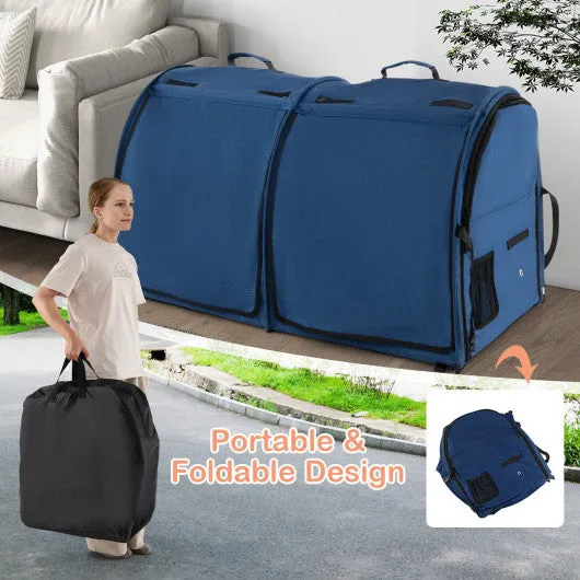 Double Compartment Pet Carrier with 2 Removable Hammocks-Navy