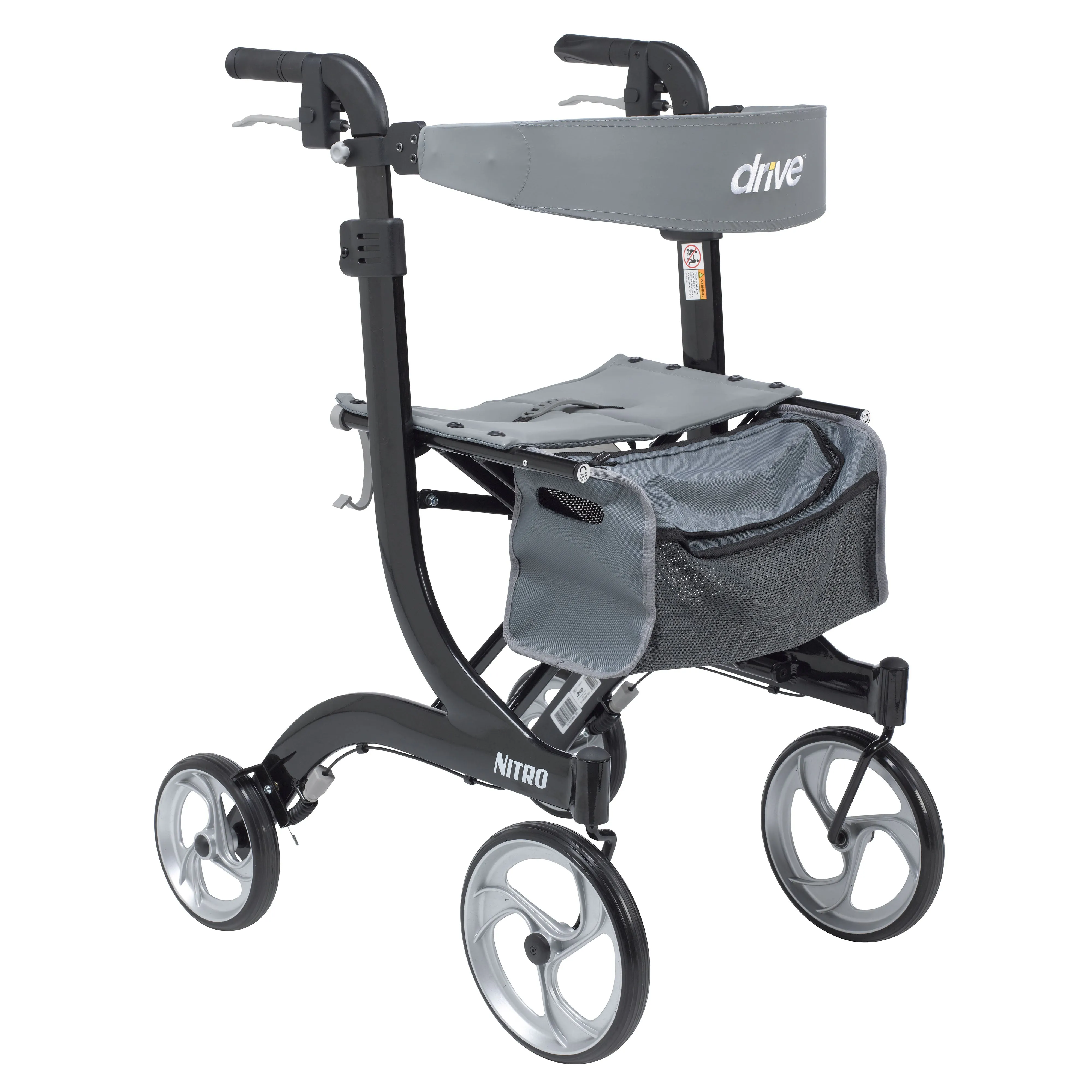 Drive Medical rtl10266bk-t Nitro Euro Style Walker Rollator, Tall, Black