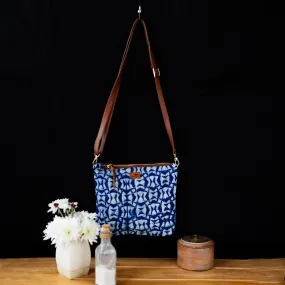 Eco-Conscious Indigo Block Abstract Print Sling