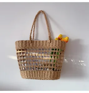 Elena Handbags Straw Beach Tote Basket