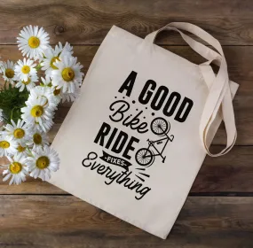 EllieBeanPrints A GOOD BIKE RIDE FIXES EVERYTHING CYCLING TOTE BAG