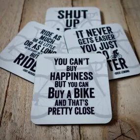 EllieBeanPrints LETTERPRESS STYLE CYCLING COASTER SET