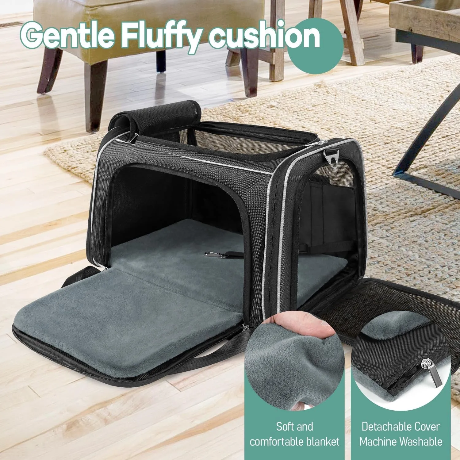 Expandable Pet Cat Carrier Airline Approved, Pet Privacy Carrier Large Lightproof Cat Dog Carrier Soft Sided Foldable Cat Travel Carrier for Small Medium Cat Dog 20 Lbs, Collapsible Pet Carrier