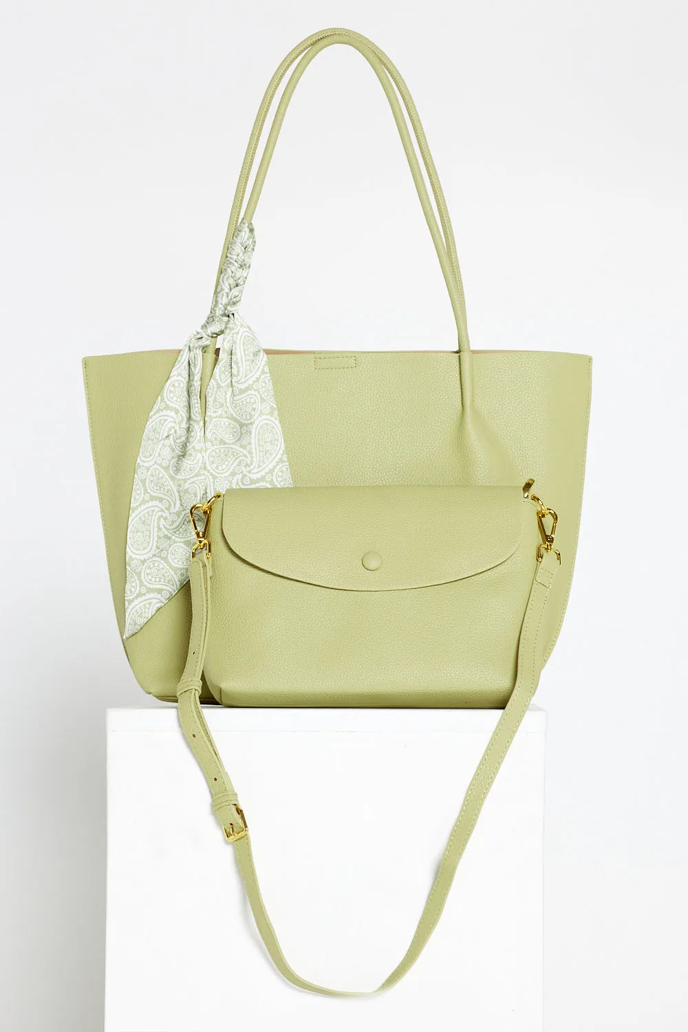 Faith Tote Bag & Clutch - Pistachio