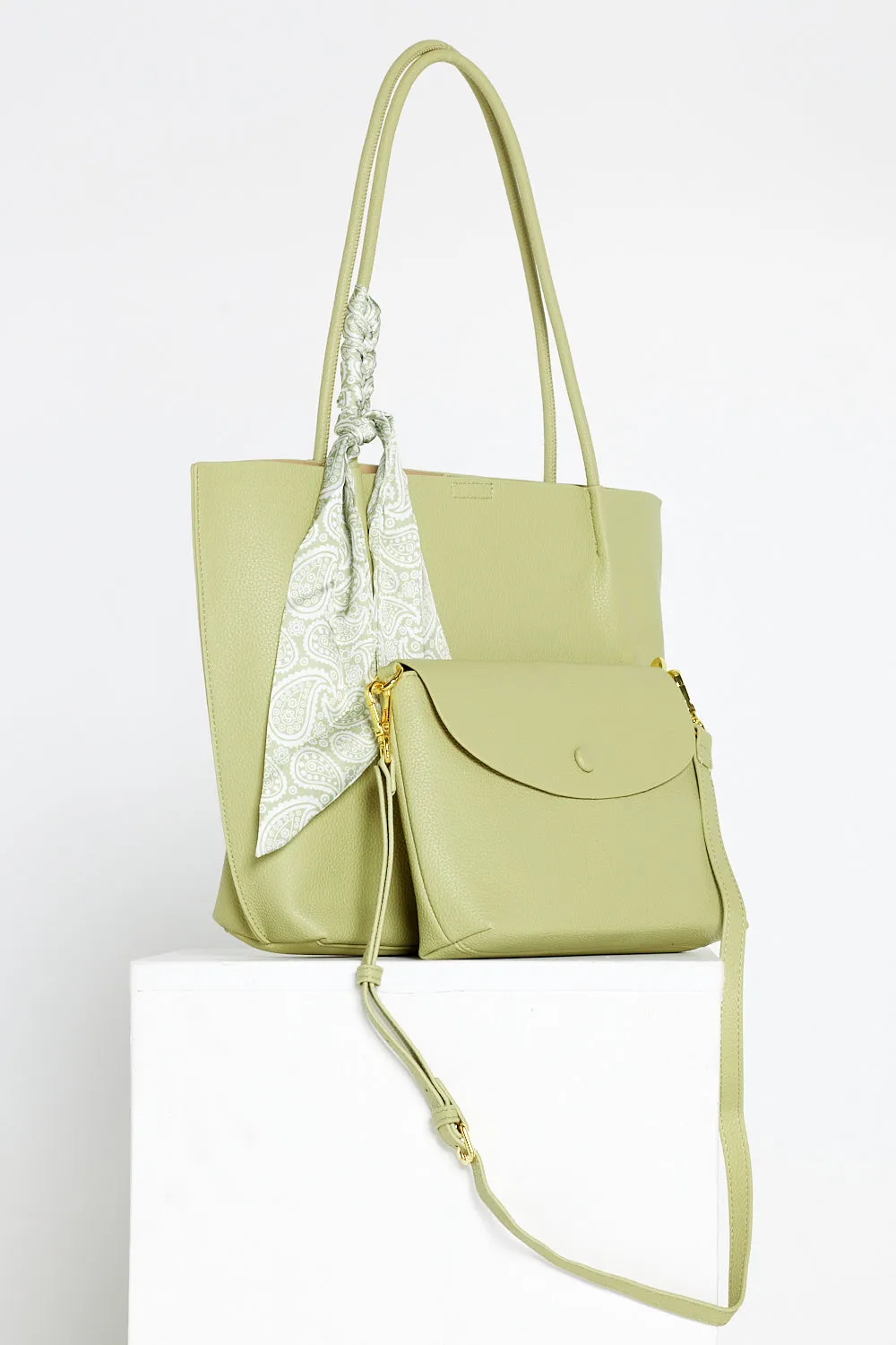 Faith Tote Bag & Clutch - Pistachio