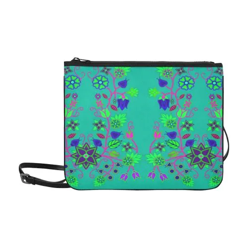 Floral Beadwork Seven Clans Deep Lake Slim Clutch Bag