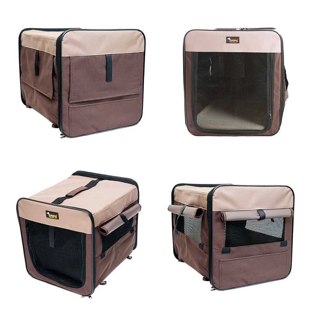 Foldable Portable Pet Carrier Crate, Oxford Fabric, Grey, 46x38x41CM