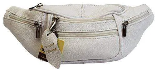 Genuine Cowhide Leather Waist Fanny Pack Pouch 6 Compartments 3077