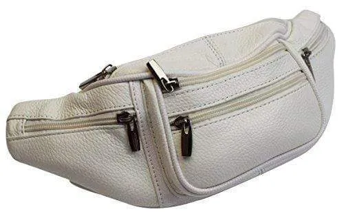 Genuine Cowhide Leather Waist Fanny Pack Pouch 6 Compartments 3077