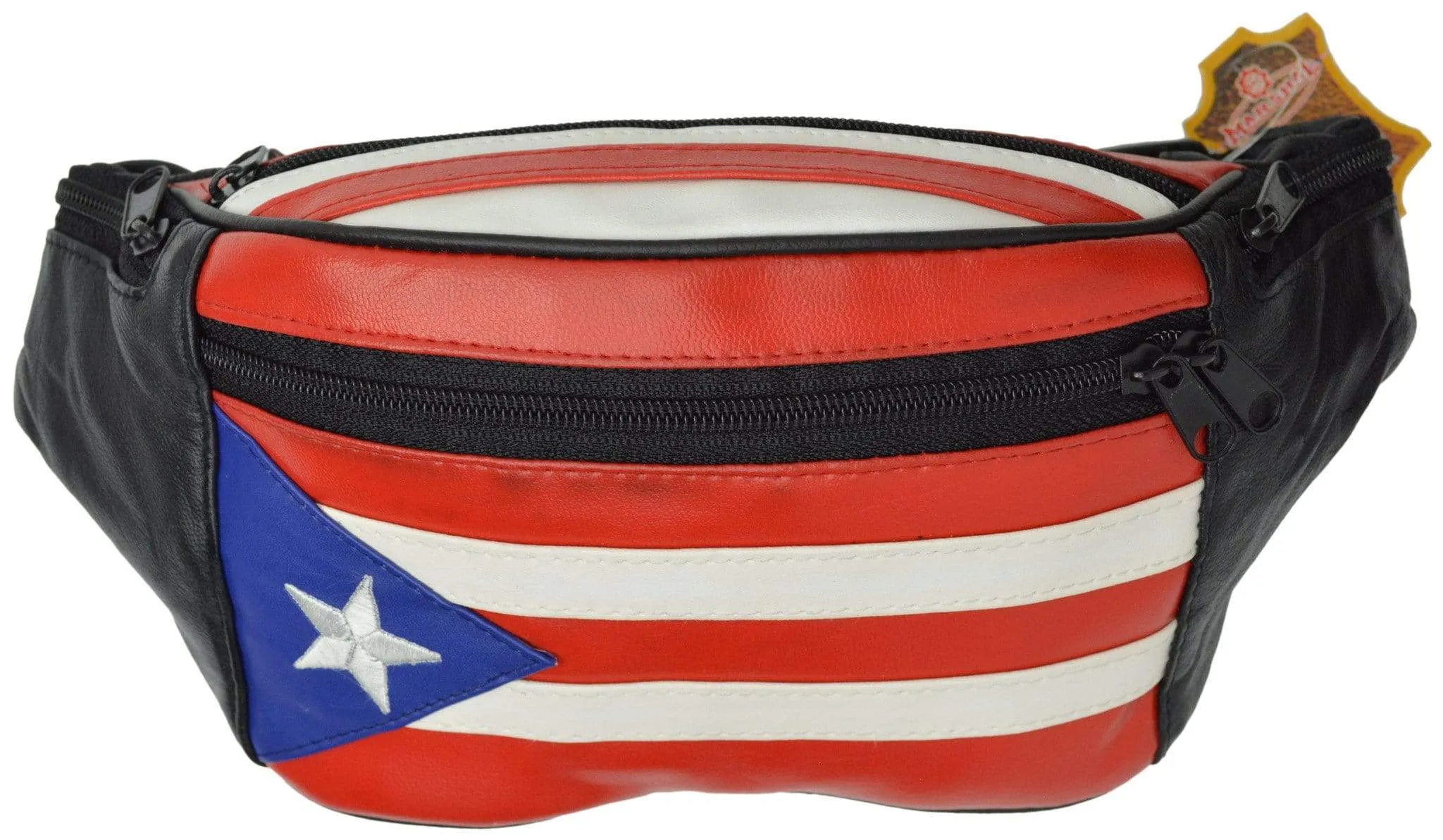 Genuine Leather Puerto Rico Flag Fanny Pack Purse for Men & Women 964 (C)