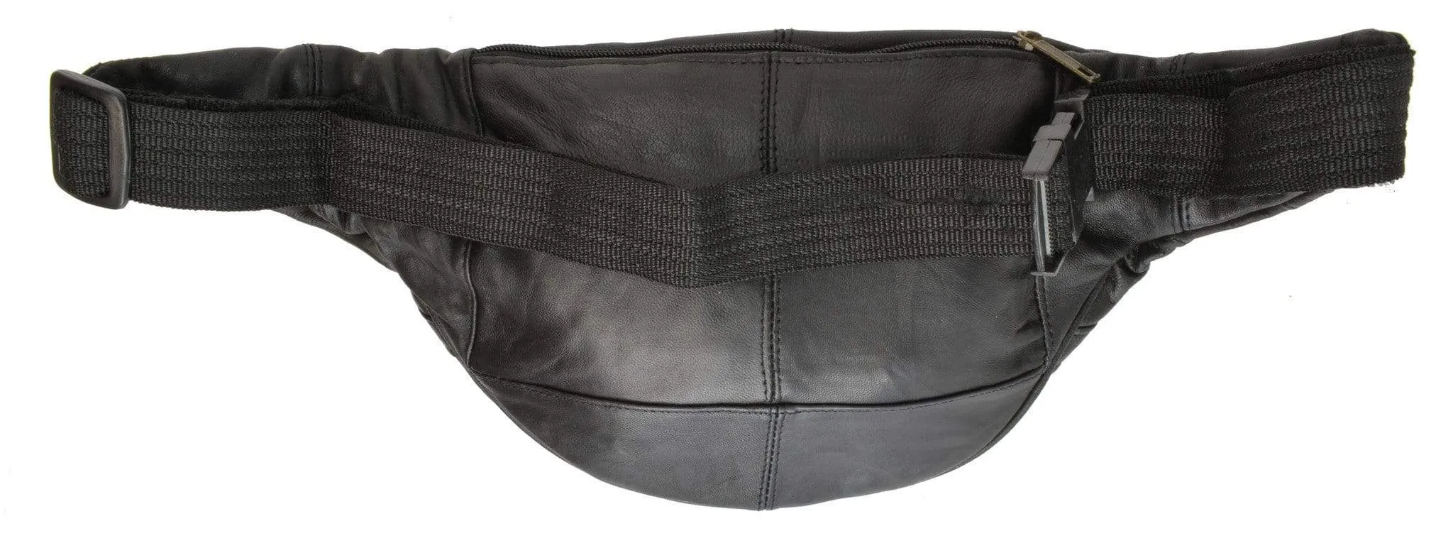 Genuine Leather Waist Bag Fanny Pack with Round Front Pocket and Adjustable Strap 030 (C)