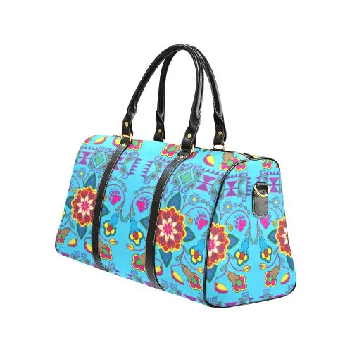 Geometric Floral Winter-Sky Blue Waterproof Travel Bag