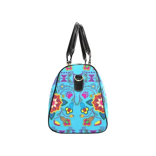 Geometric Floral Winter-Sky Blue Waterproof Travel Bag