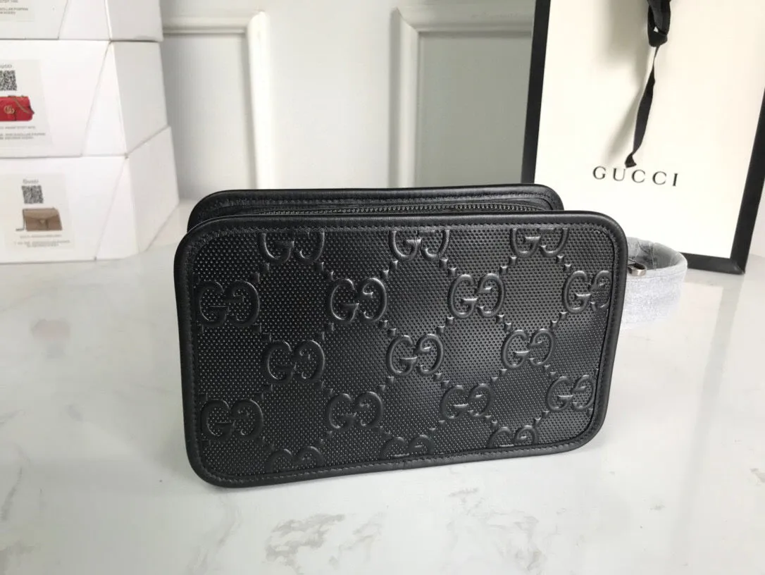 gg Embossed Cosmetic Case Black gg Embossed For Men  9in/23cm gg495