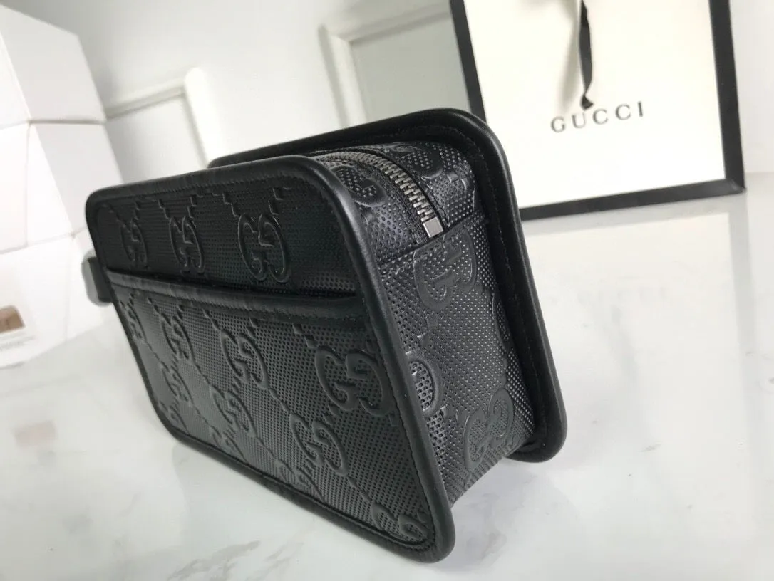 gg Embossed Cosmetic Case Black gg Embossed For Men  9in/23cm gg495