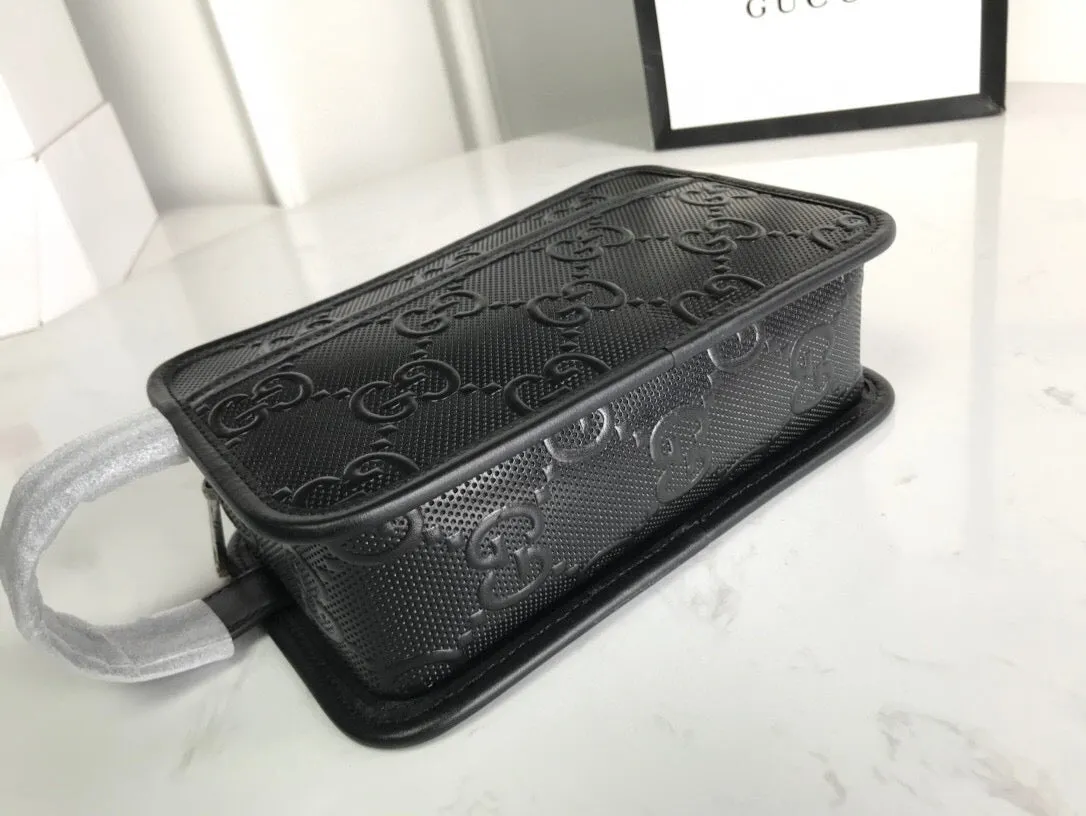 gg Embossed Cosmetic Case Black gg Embossed For Men  9in/23cm gg495