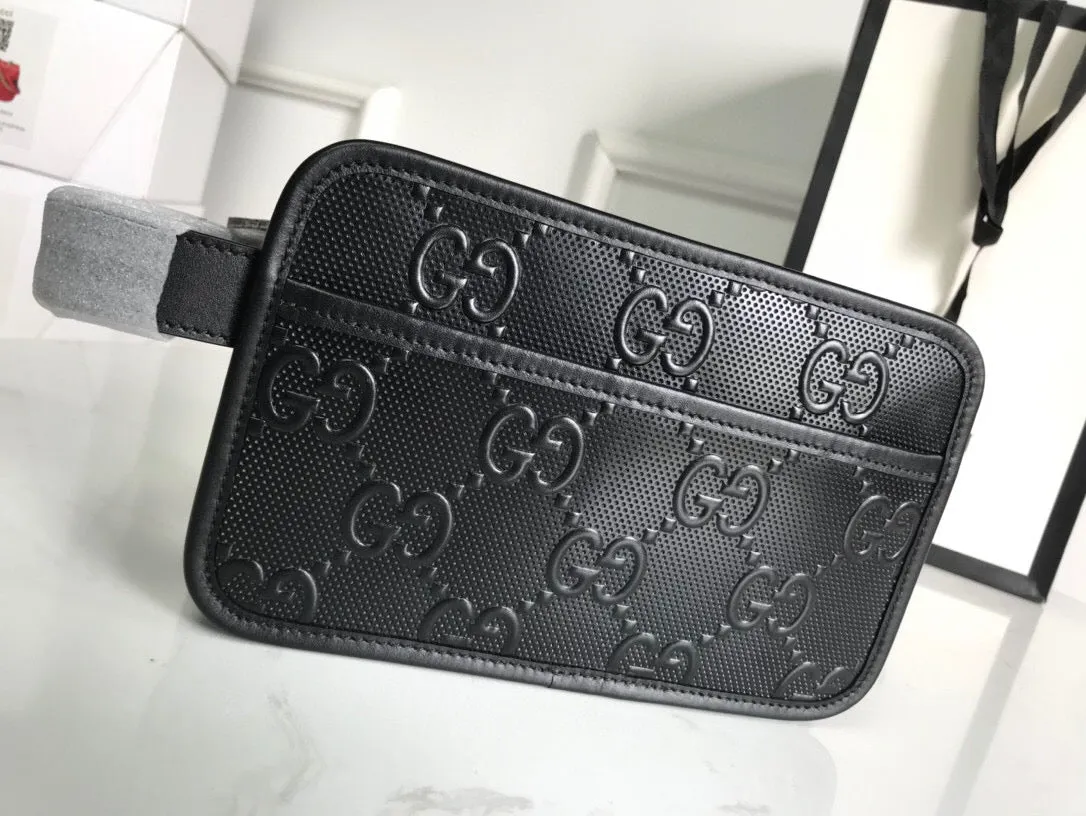 gg Embossed Cosmetic Case Black gg Embossed For Men  9in/23cm gg495