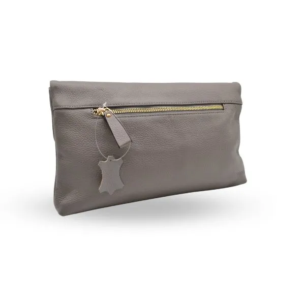 Gift Set | CENTENNIAL PARK - Womens Grey Pebbled Leather Clutch Bag & CREMORNE Leather Fold Wallet