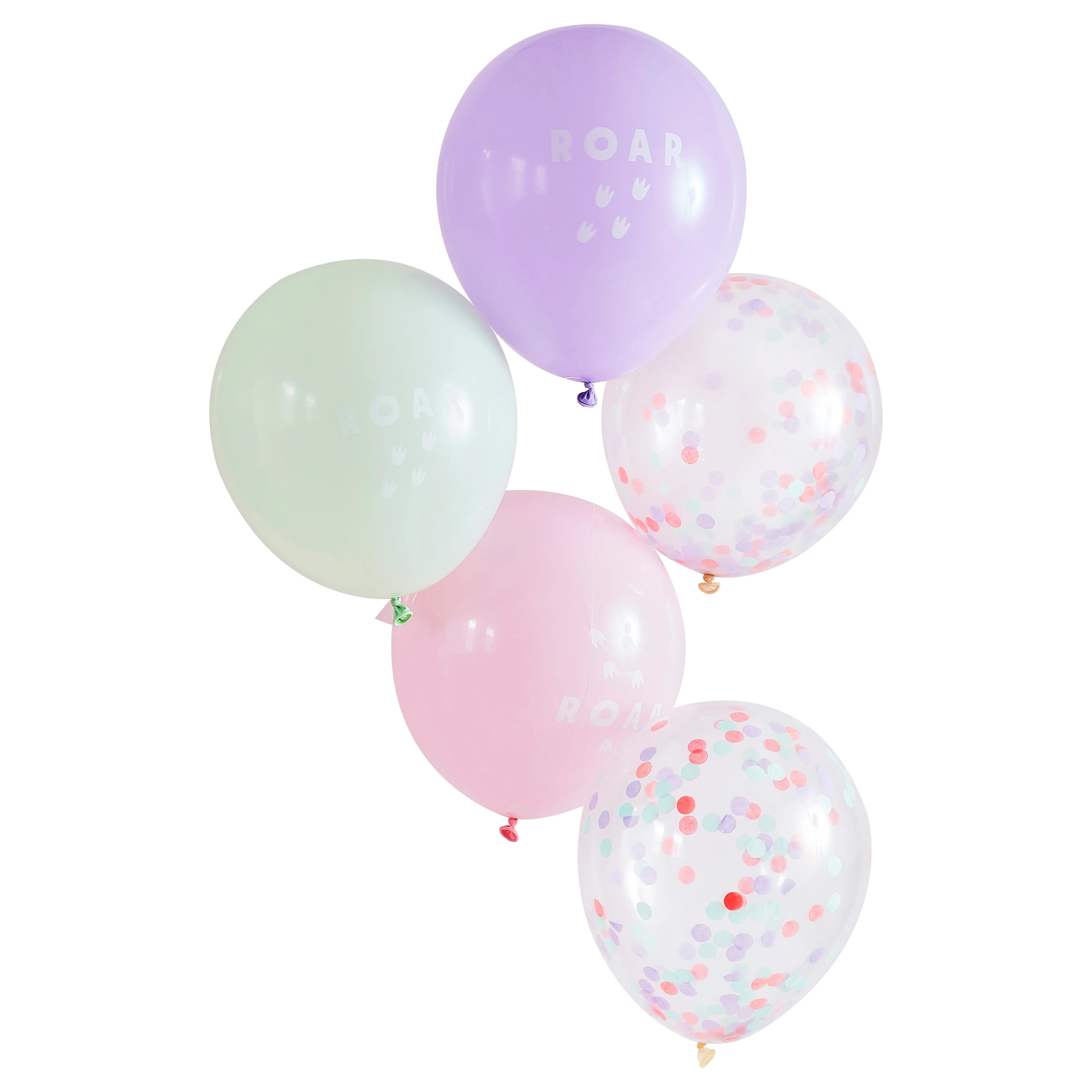 Ginger Ray Pink Lilac & Pastel Green Roar Balloons - 5 Pkt