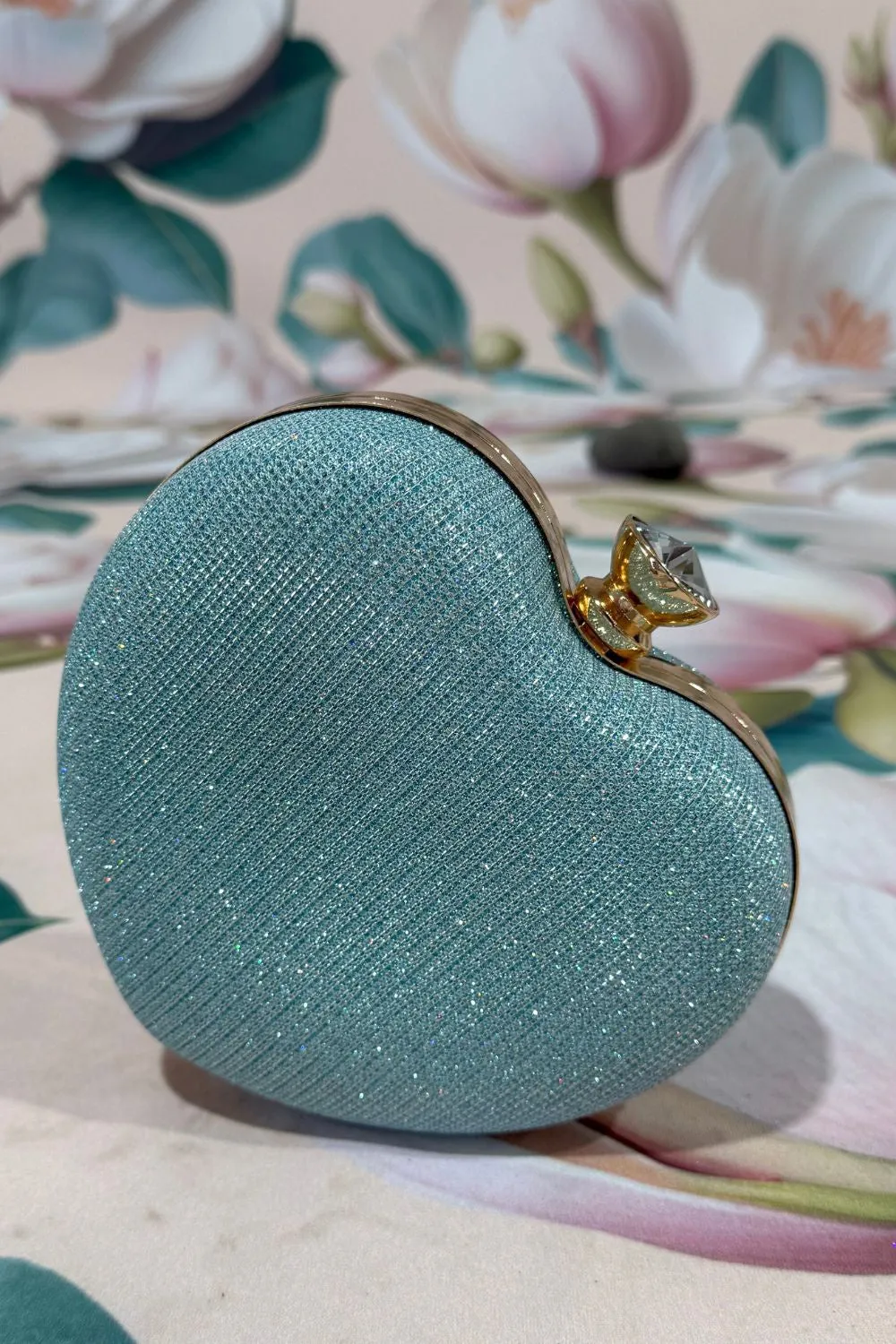 Glitter Heart Clutch - Blue