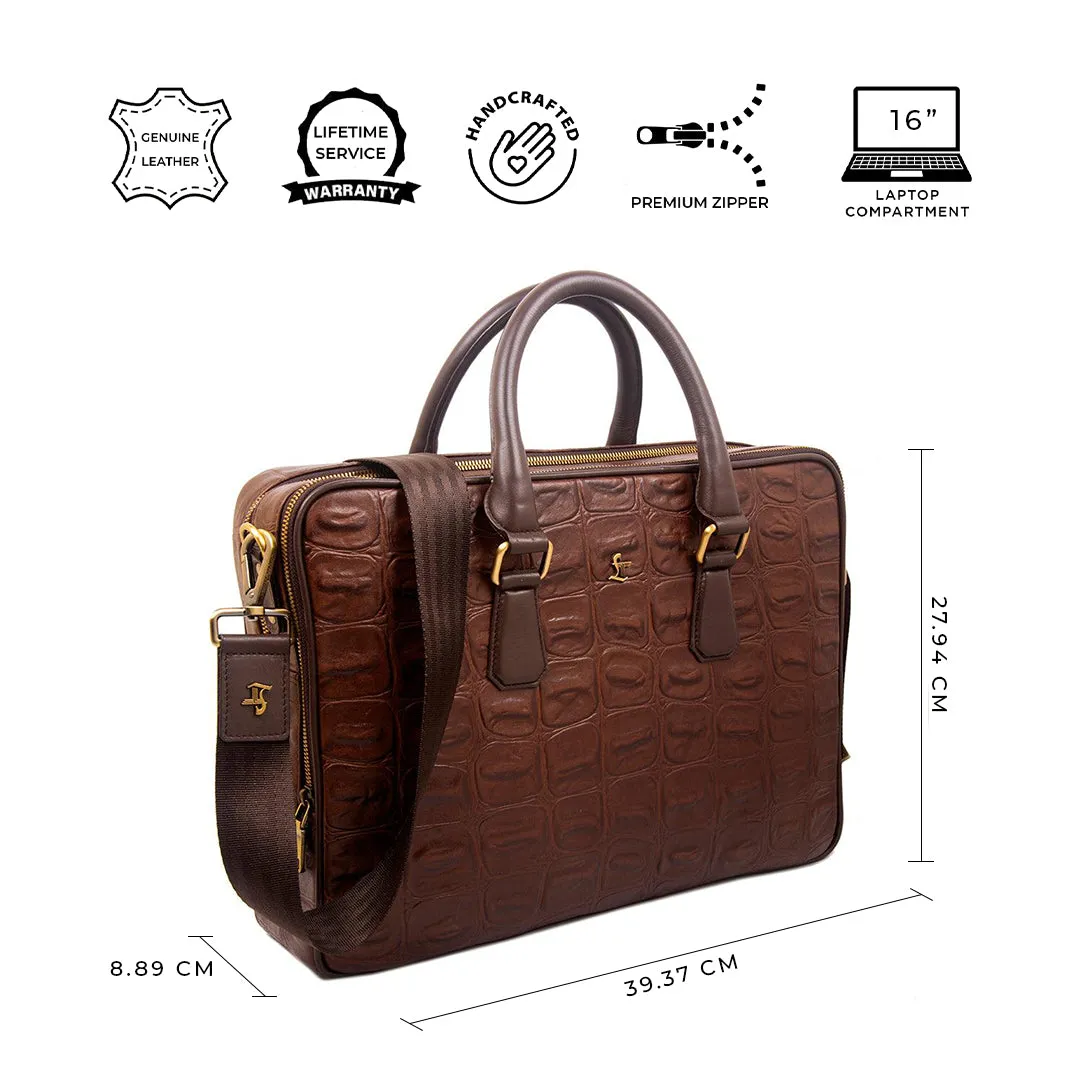 Great Dane | Genuine Leather Portfolio/Office Bag | Color: Black & Brown