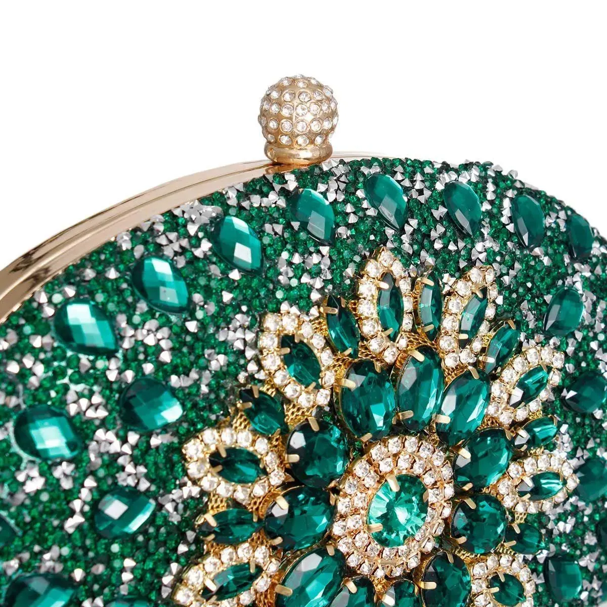 Green Crystal Hard Case Clutch - Chic Accessory for Fashionable Women