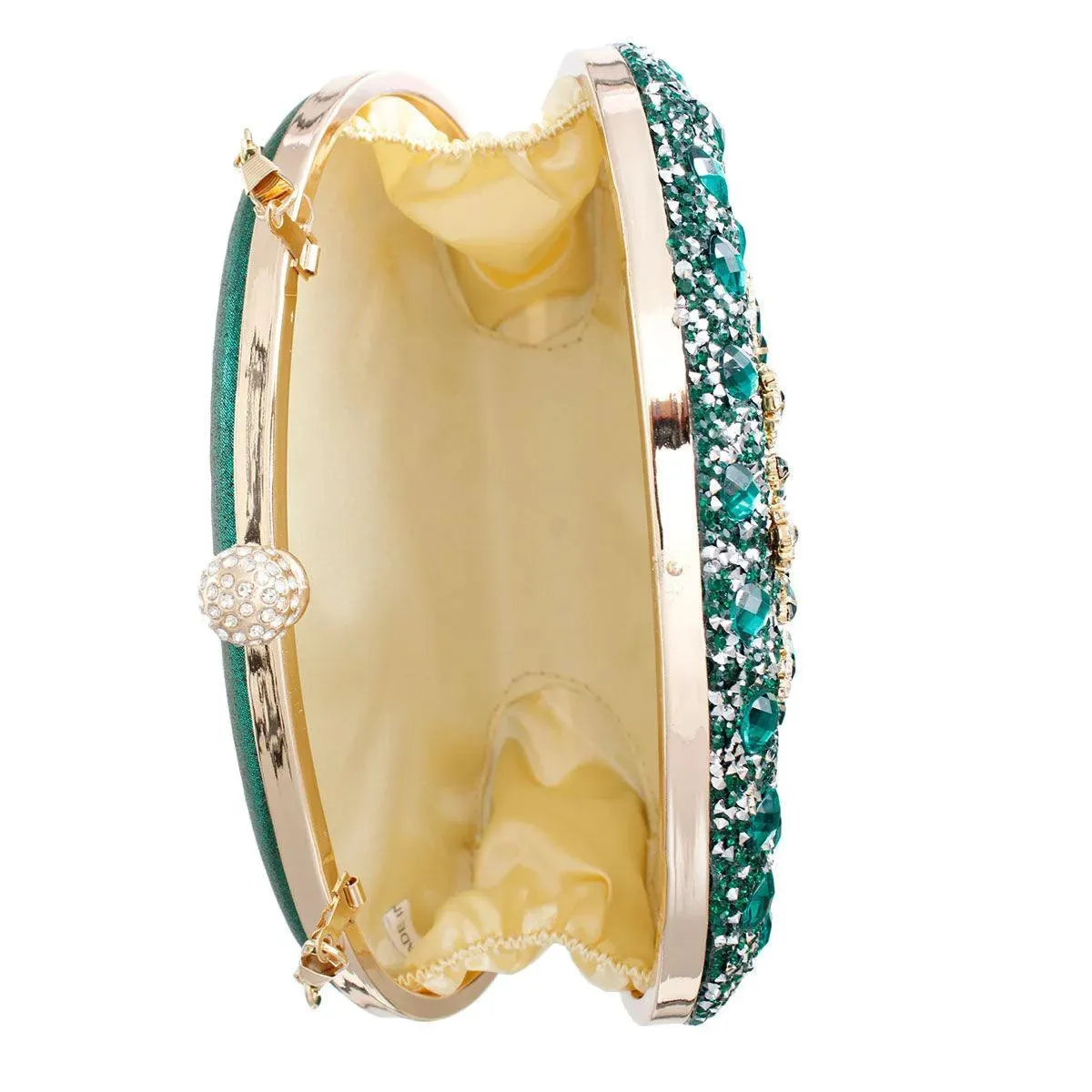 Green Crystal Hard Case Clutch - Chic Accessory for Fashionable Women