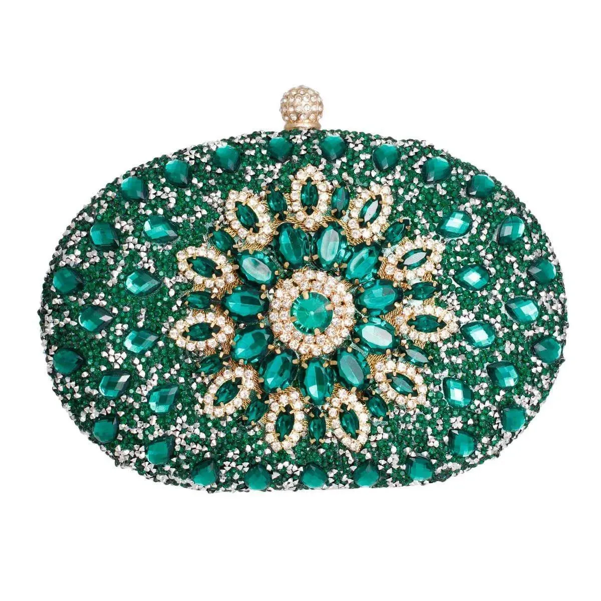 Green Crystal Hard Case Clutch - Chic Accessory for Fashionable Women